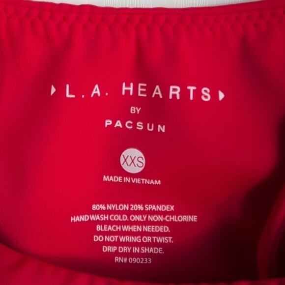 Pacsun Womens Red Monokini Swimsuit Size XXS Cutout One Piece Ruched Tie Front - Picture 7 of 10